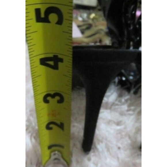 Enzo Angiolini Branon Black Perforated Grommet Leather Whipstitch Peep Toe Heels - Picture 5 of 14